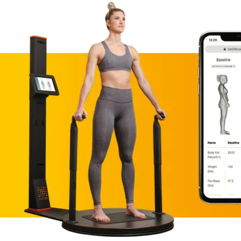 Female, standing on the Fit3D scanner